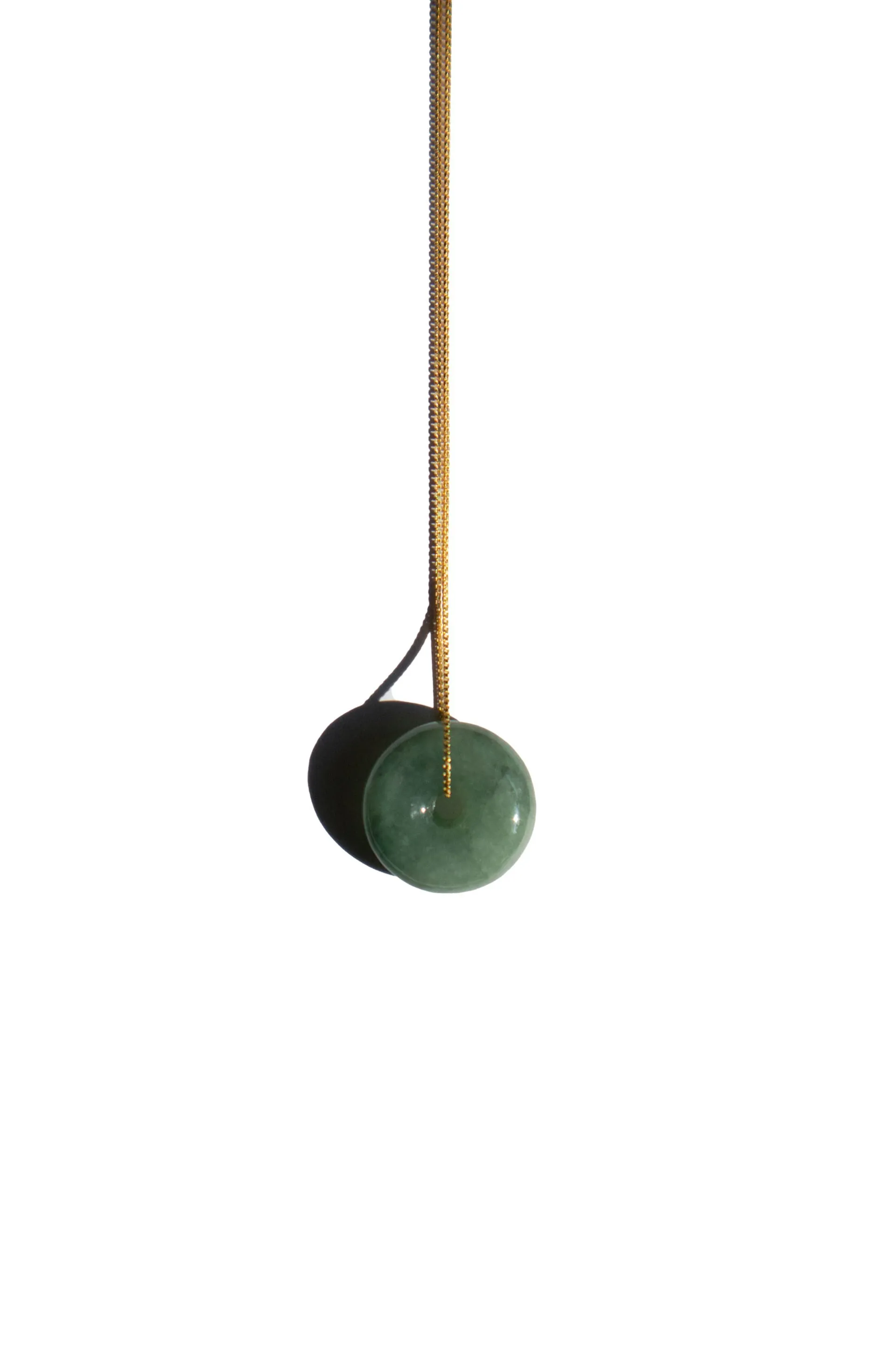 Button — Green jade pendant necklace