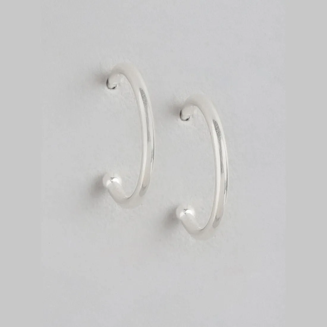 Celestial Moon Dual Tone CZ 925 Sterling Silver Half Hoops Earrings