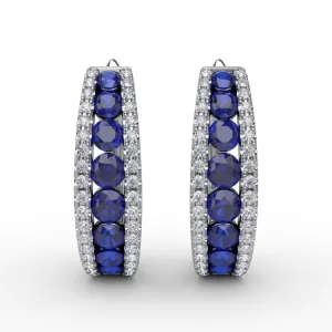 Channel Set Sapphire Fashion Hoops