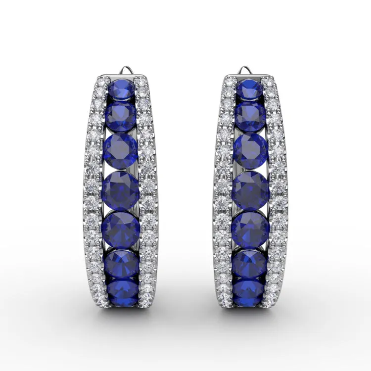 Channel Set Sapphire Fashion Hoops