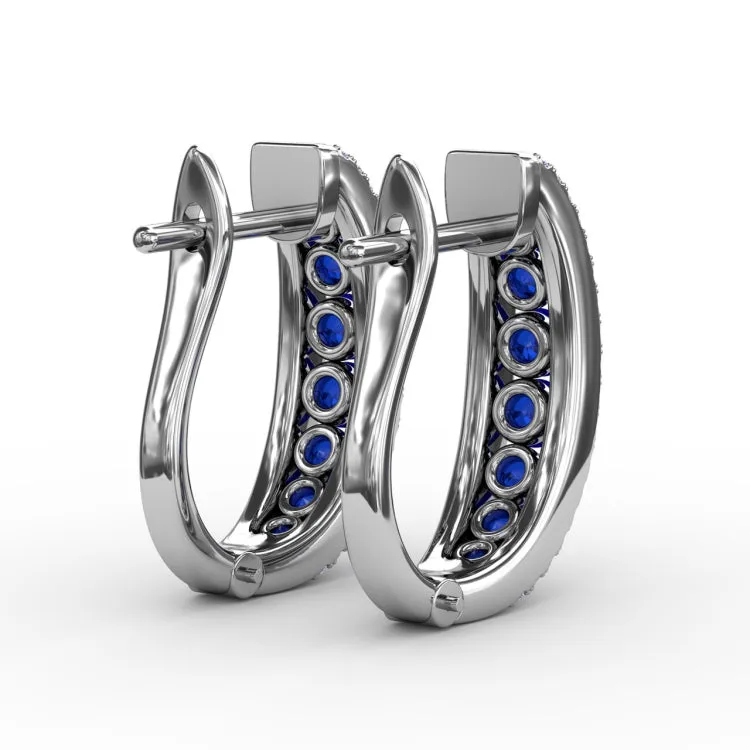 Channel Set Sapphire Fashion Hoops