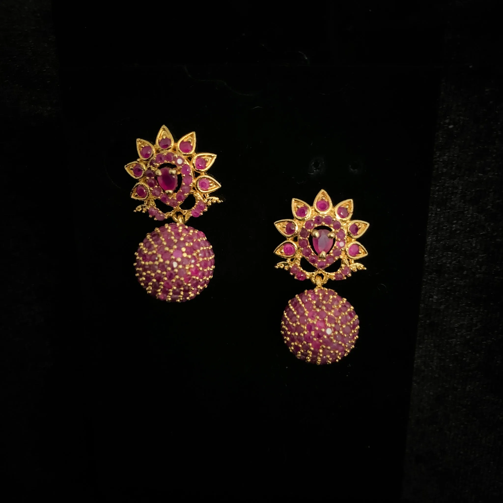 Charming Zircon (CZ) stone Ruby Red Ball kid's Earring