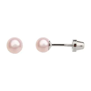 Cherished Moments Sterling Silver Pearl Screw Back Earrings