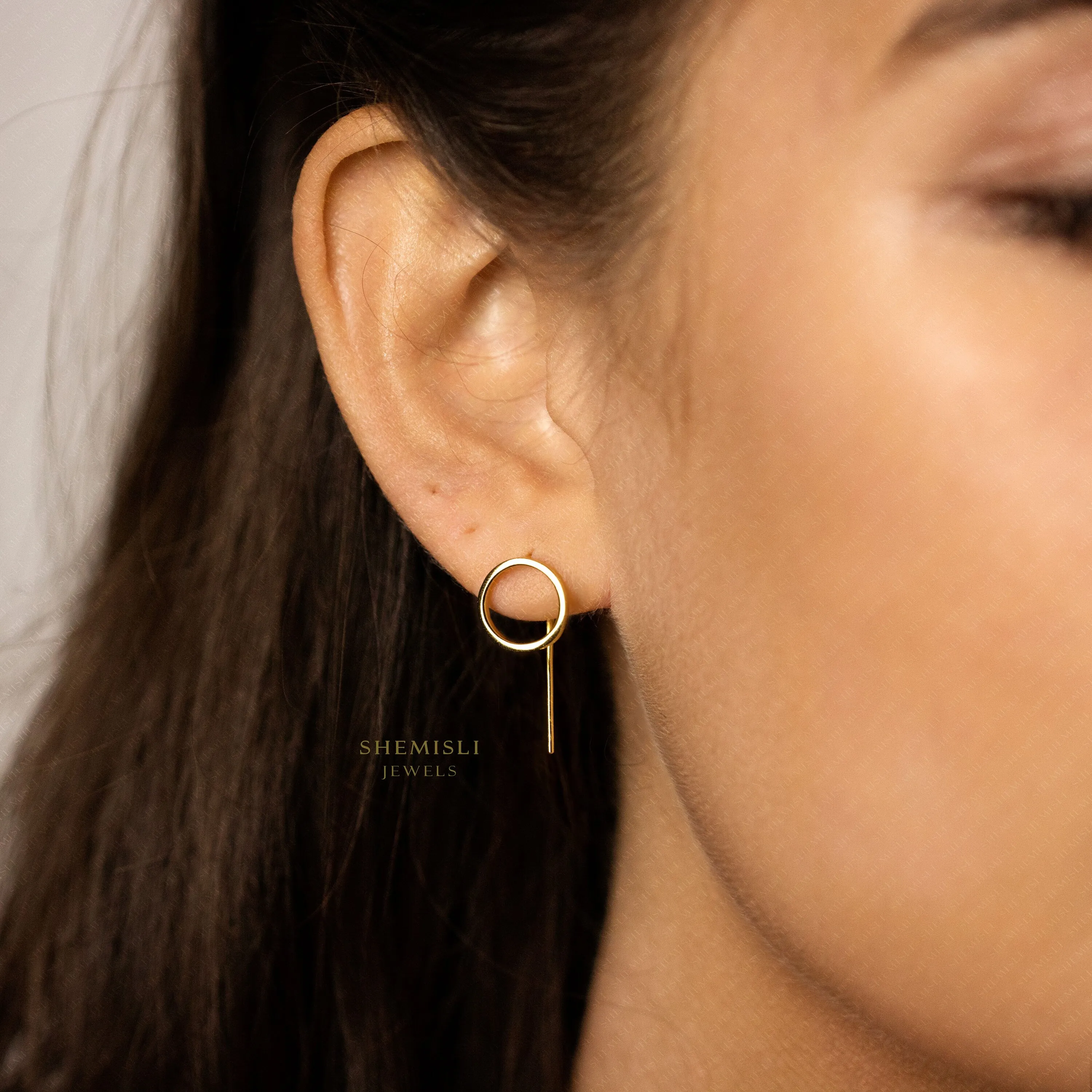 Circle Drop Bar Ear Jacket, Unisex, Gold, Silver SHEMISLI - SJ025