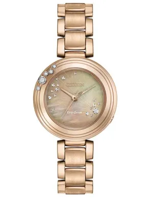 Citizen L Carina Womens Diamond Watch - MOP Dial - Rose Gold-Tone - 50m