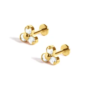 Clover Labret Piercing Barbell Flat Back Earrings Sleeper Earrings