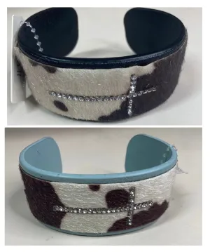 Cow Print Cross Cuff Bracelets