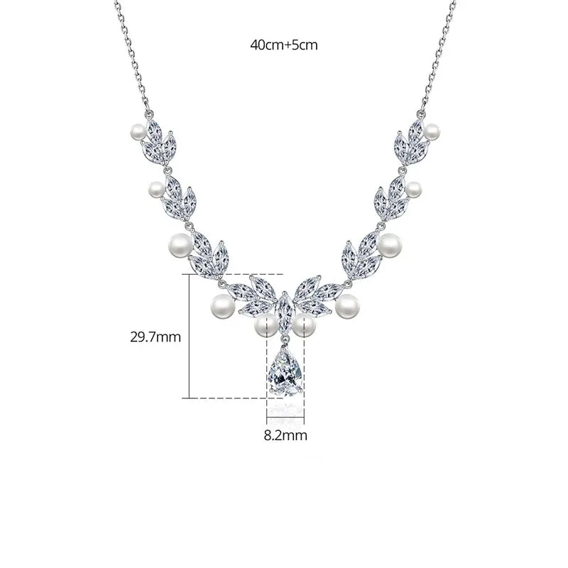 Crystals Cubic Zircon Wedding  Necklace Earring Set Banquet Jewelry