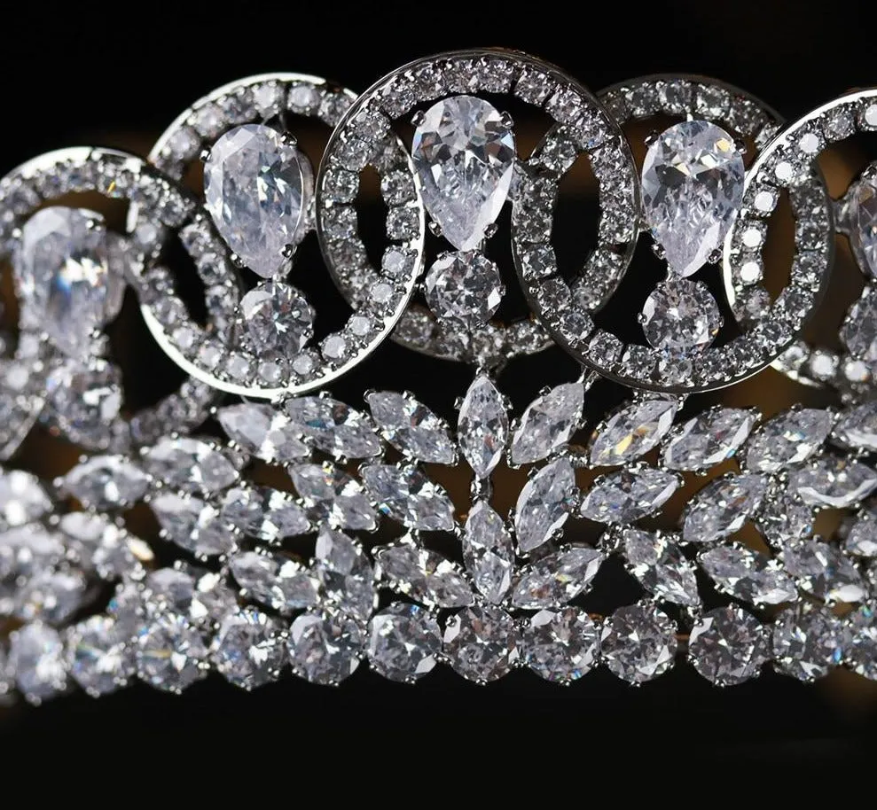 Cubic Zirconia Wedding Bridal Tiaras and Crowns Zircon Pageant Accessories