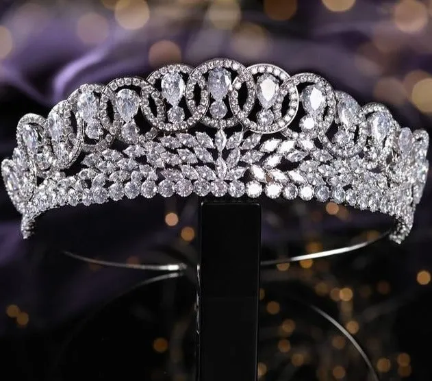 Cubic Zirconia Wedding Bridal Tiaras and Crowns Zircon Pageant Accessories