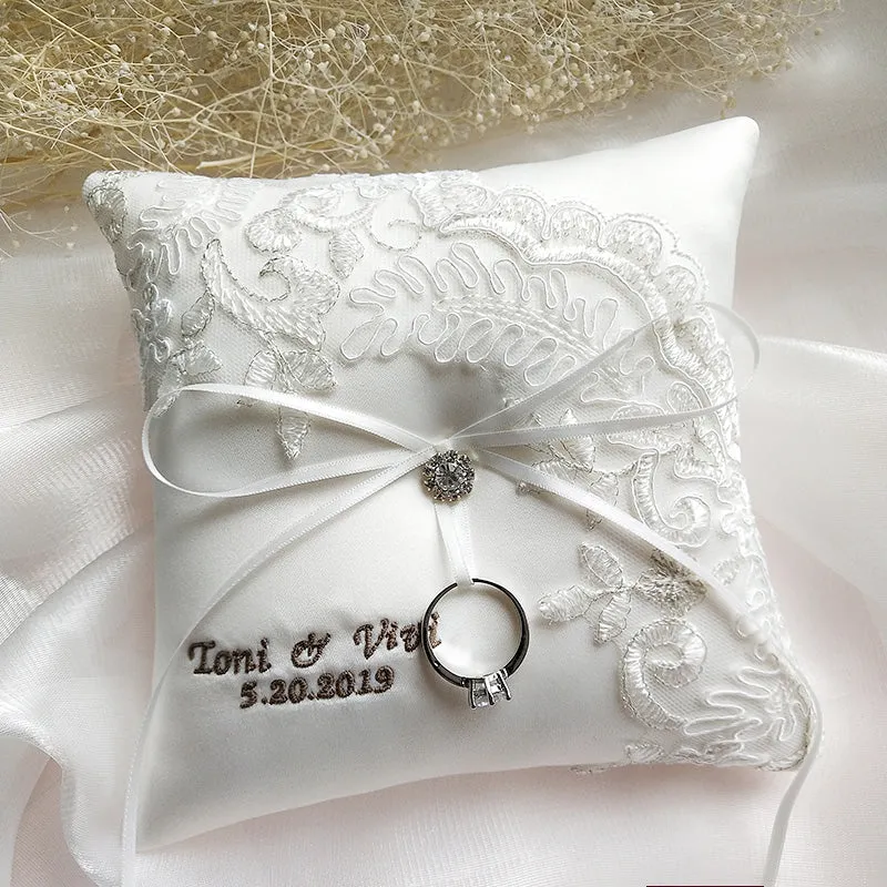 Customized Names and Dates Wedding Ring Bearer Pillow- Ring Boy Bridal Accessory