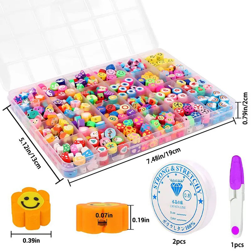 Cute Clay Polymer Beads Kit Box For Bracelet Jewelry Making