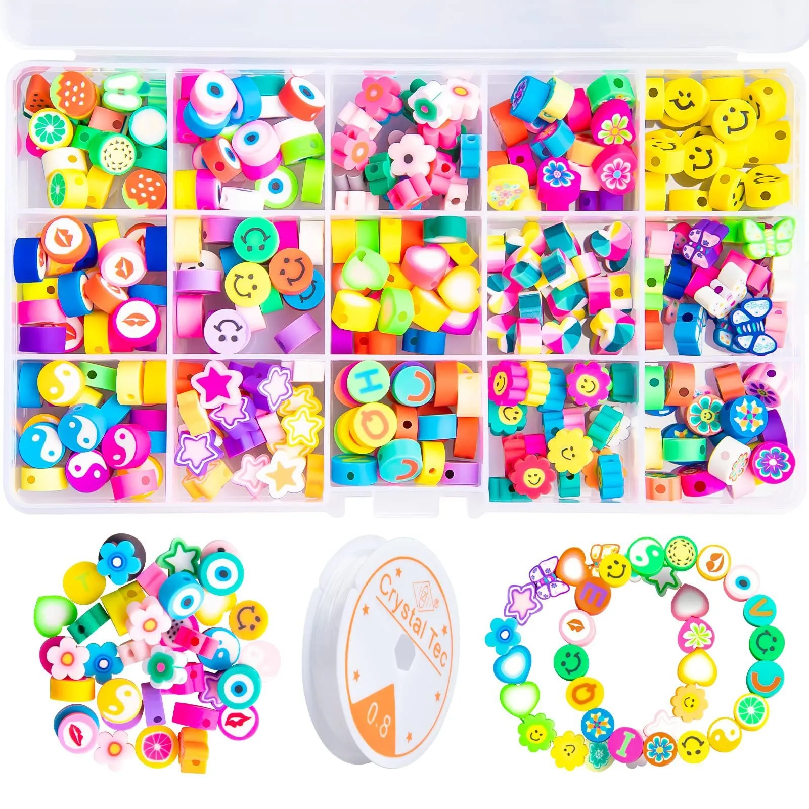 Cute Clay Polymer Beads Kit Box For Bracelet Jewelry Making