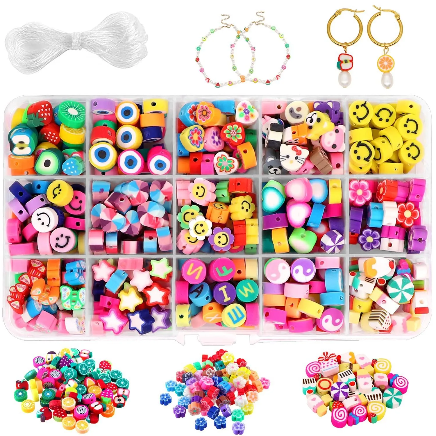 Cute Clay Polymer Beads Kit Box For Bracelet Jewelry Making