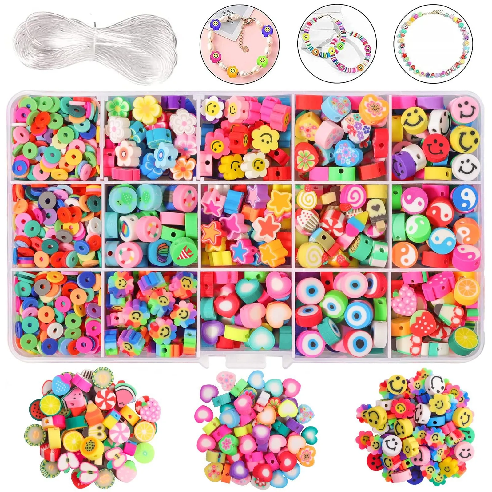 Cute Clay Polymer Beads Kit Box For Bracelet Jewelry Making