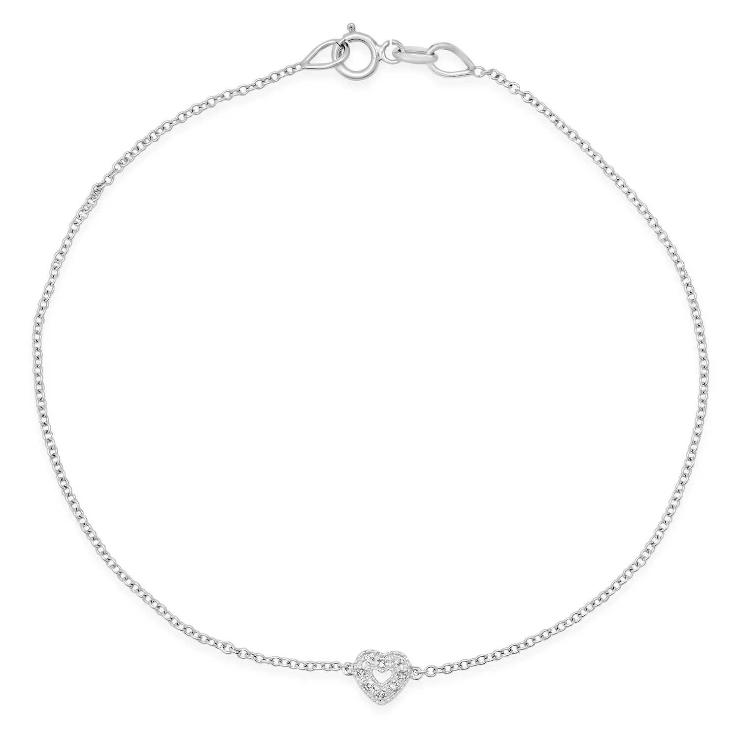 Dainty Diamond Open Heart Bracelet