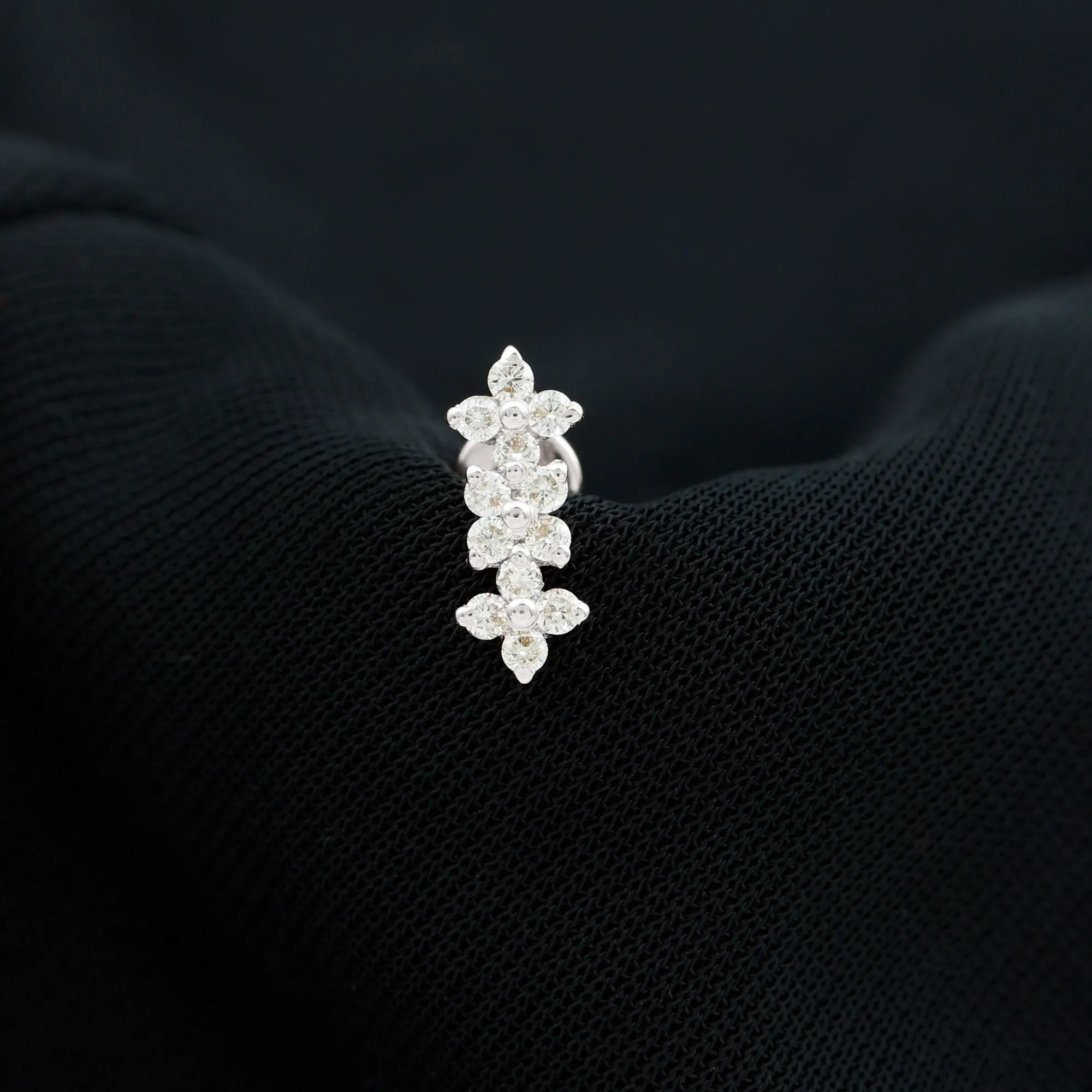 Dainty Moissanite Flower Helix Crawler Earring