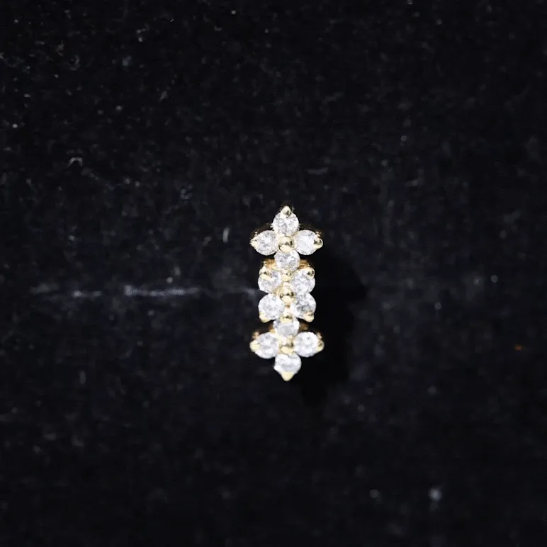 Dainty Moissanite Flower Helix Crawler Earring