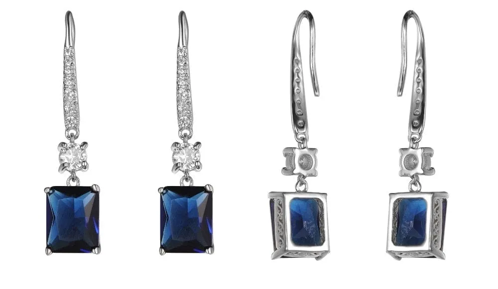 Deep Blue CZ Gemstone Hoop Earrings