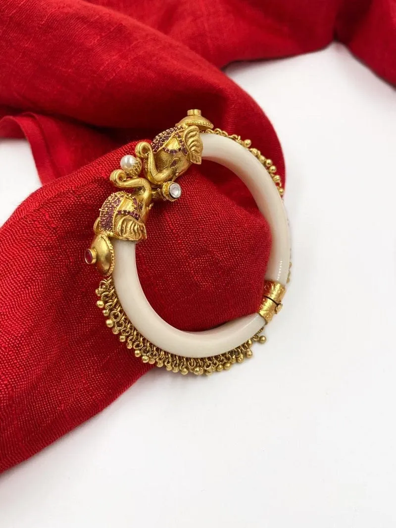 Designer Gold Plated Elephant Kada Bracelet For Women By Gehna Shop