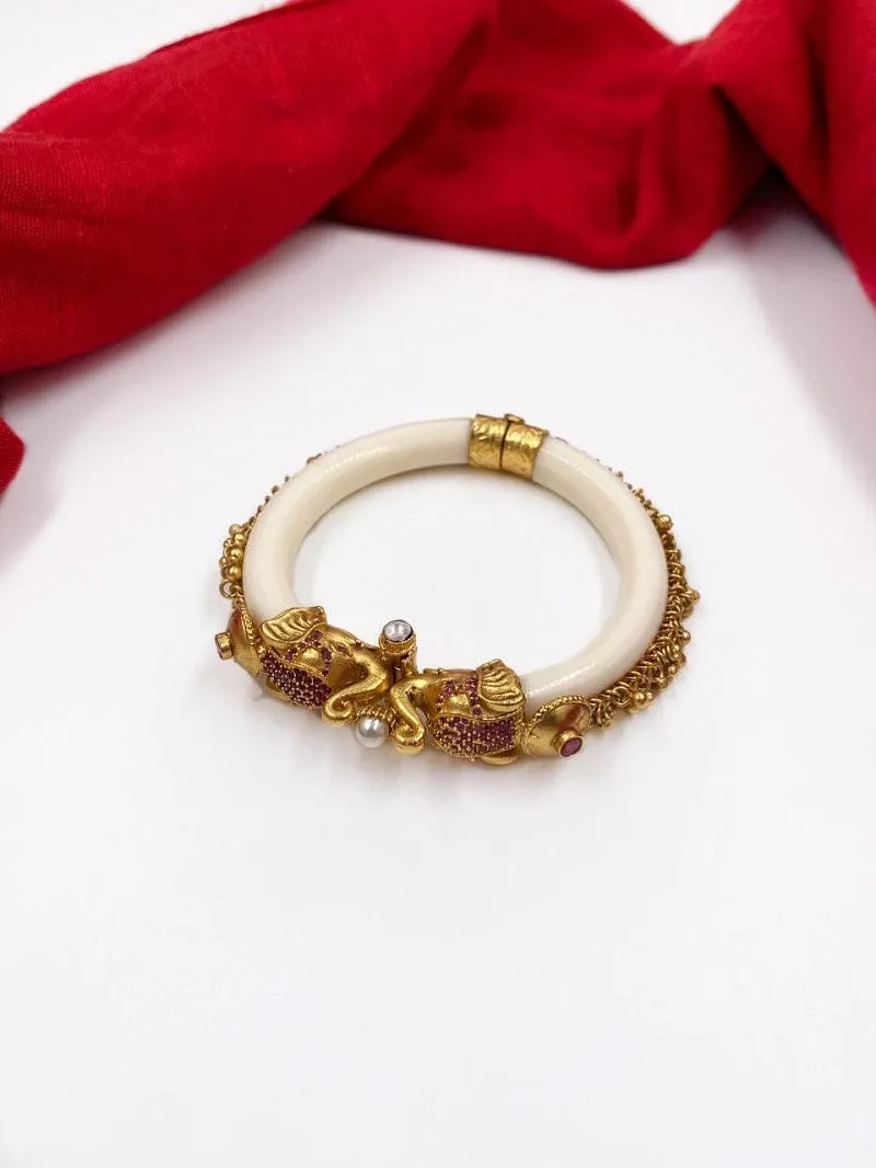 Designer Gold Plated Elephant Kada Bracelet For Women By Gehna Shop