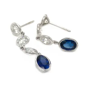 Diamond & Blue Sapphire Drop Earrings