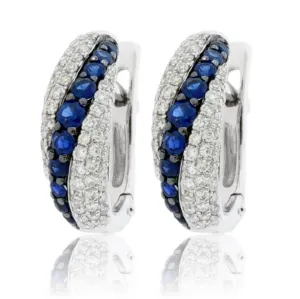 Diamond & Sapphire Huggie Hoop Earrings