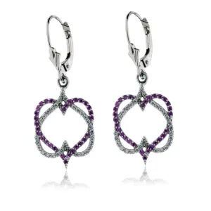 Diamond and Sapphire Infinity Heart Dangle Earrings