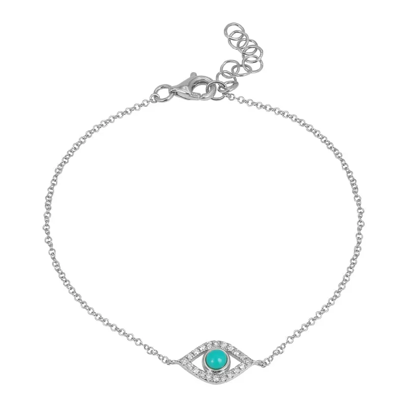 Diamond and Turquoise Oval Eye Bracelet