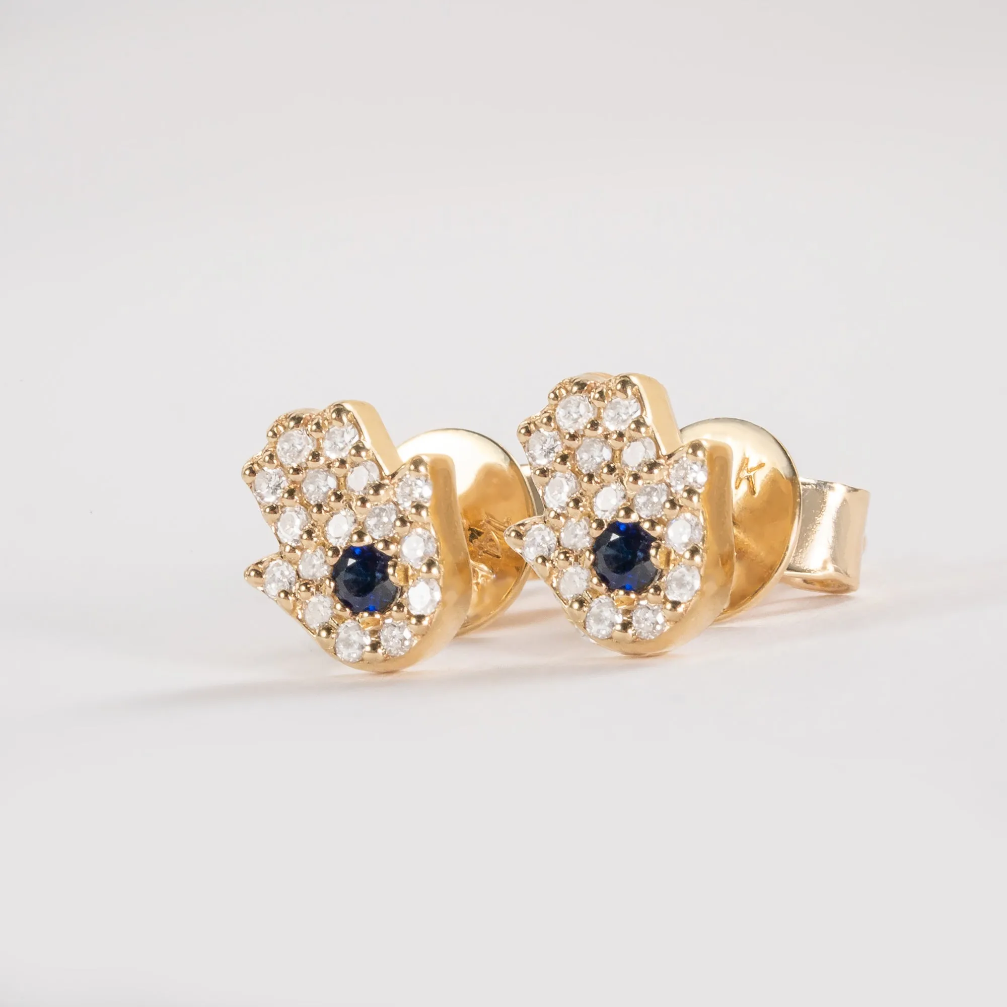 Diamond Sapphire Hamsa Studs, Edina