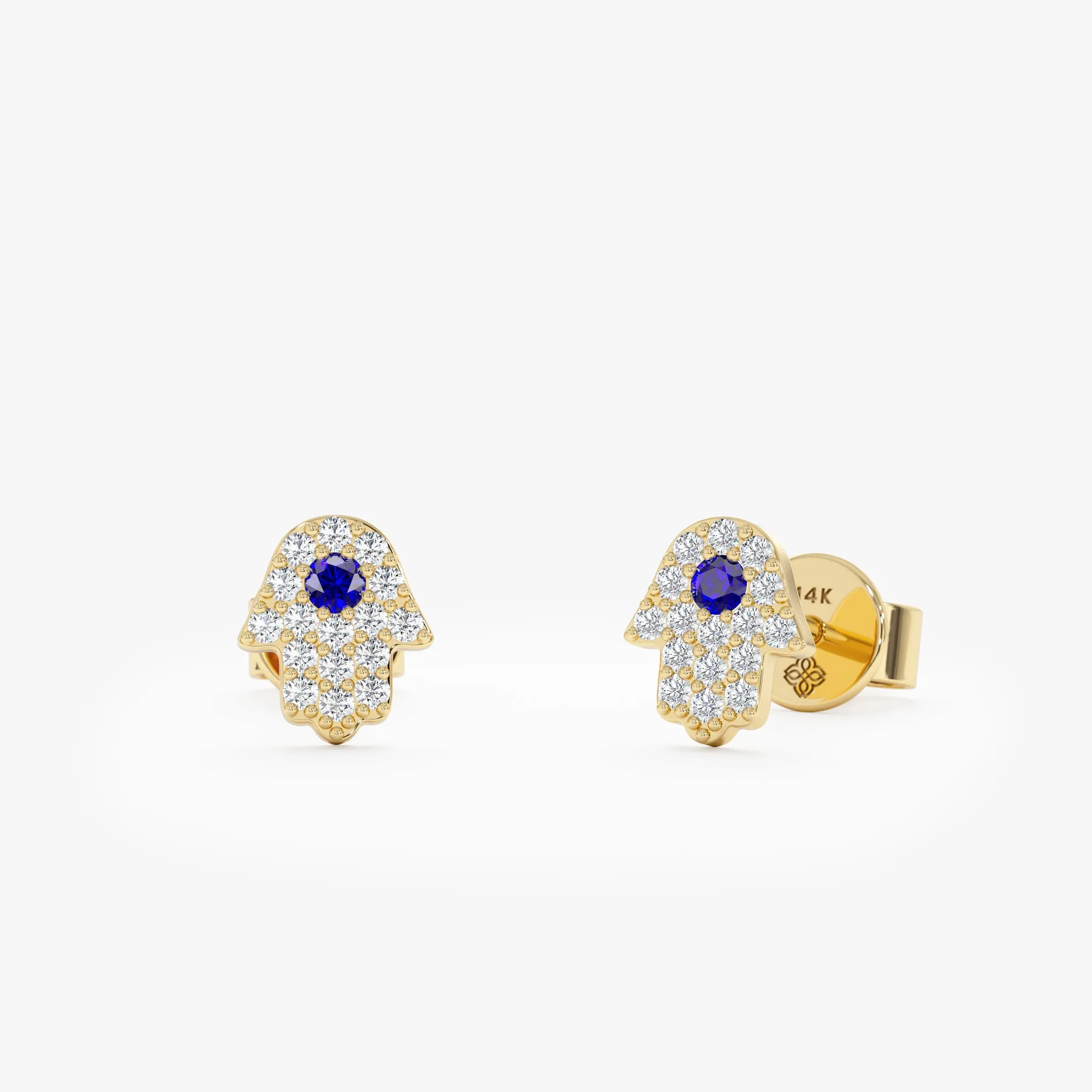 Diamond Sapphire Hamsa Studs, Edina