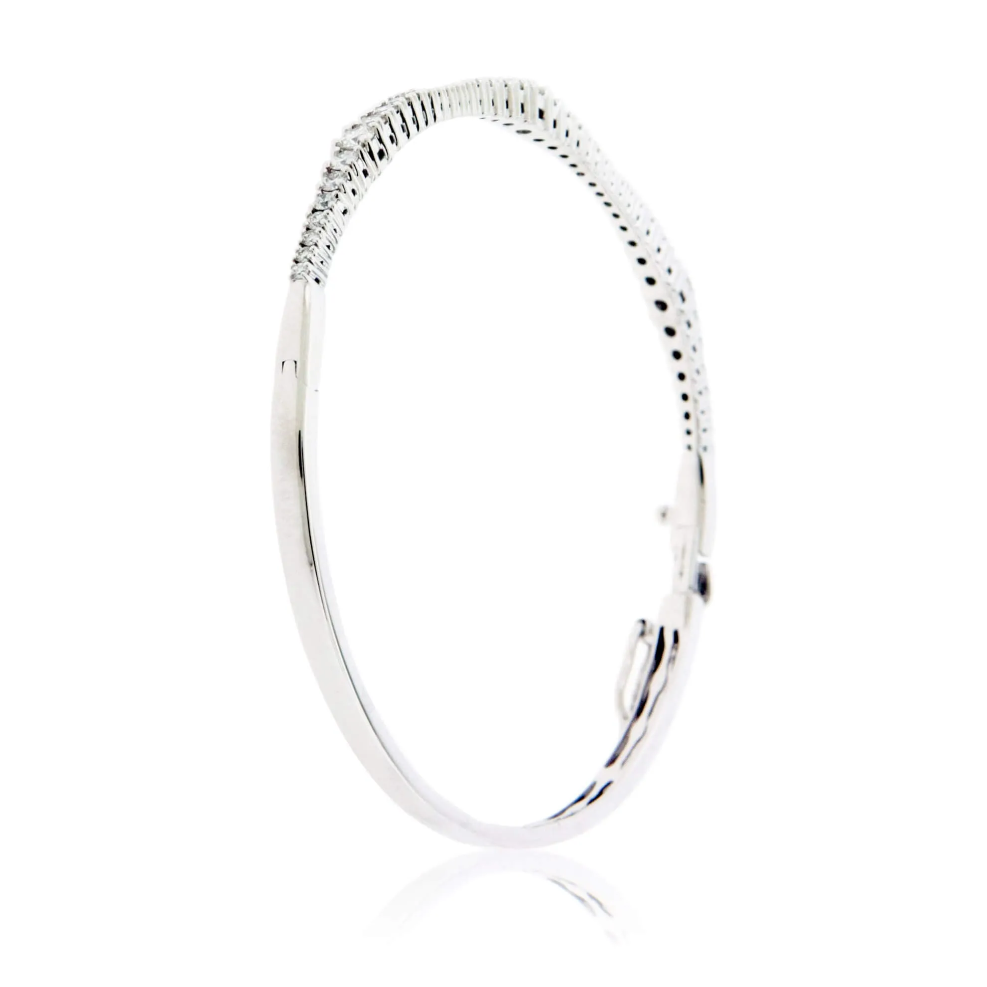 Diamond Wave Hinged Bangle Bracelet