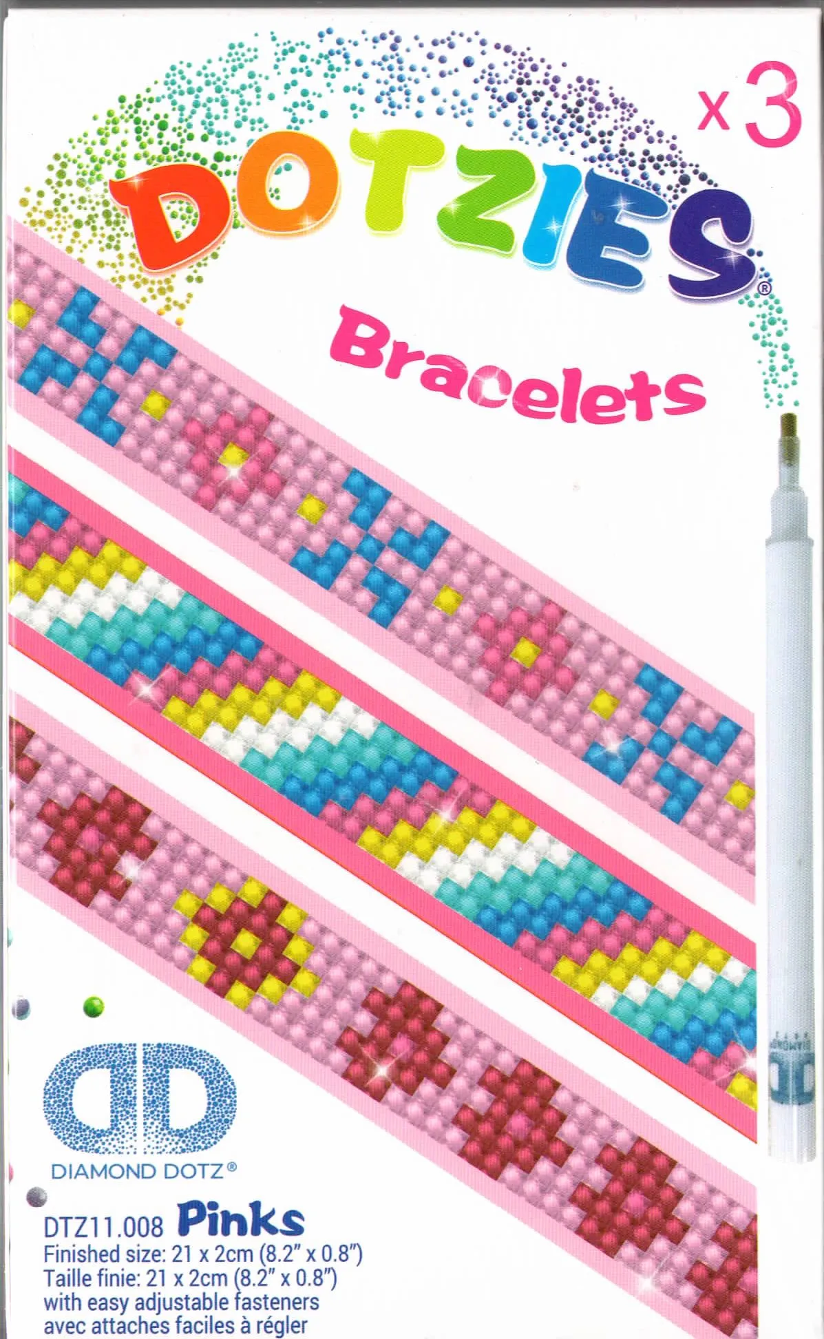 DIY Diamond Dotz Pinks Heart Flowers Dotzies Bracelet Facet Art Bead Craft Kit