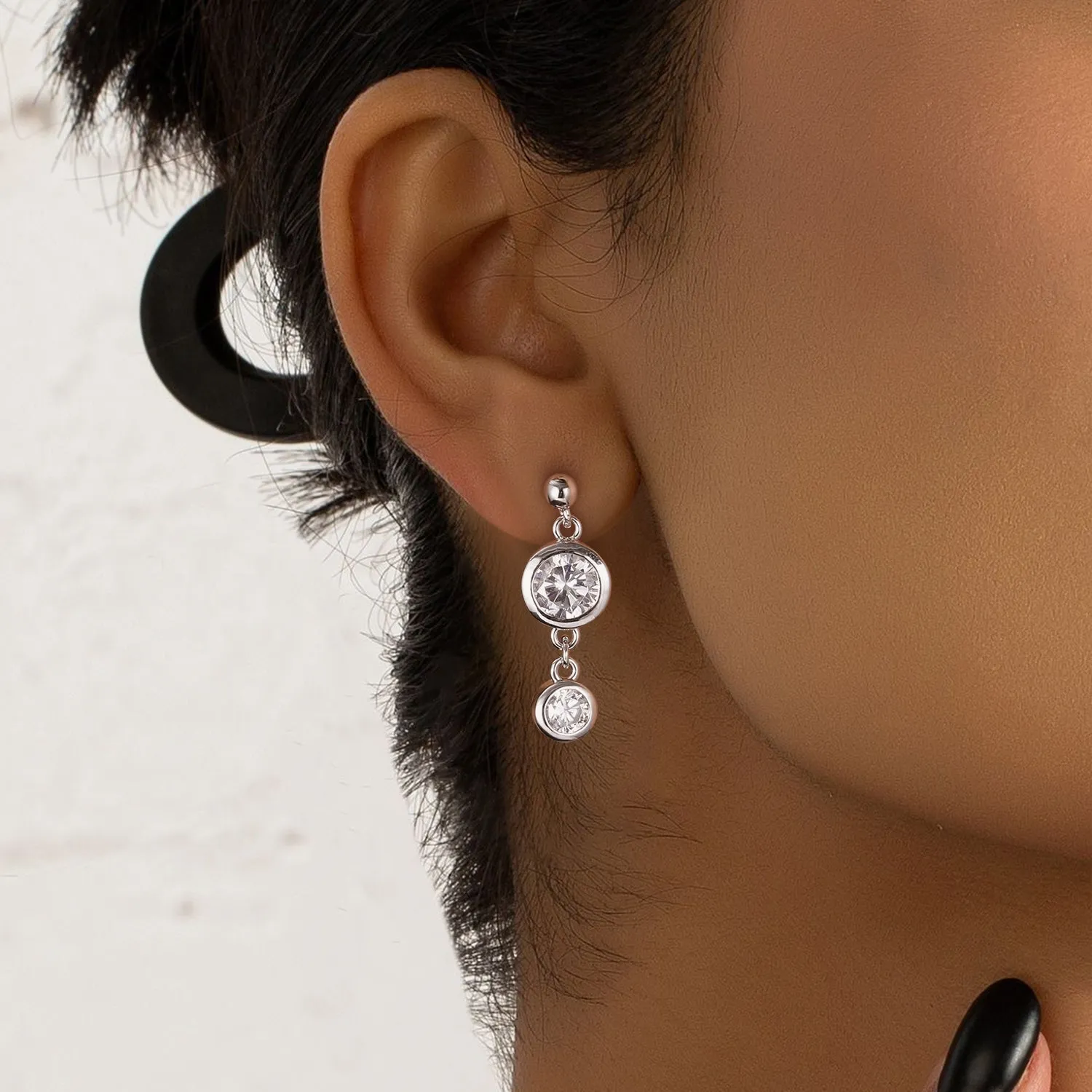 Double Moissanite Thick Hoop Earrings