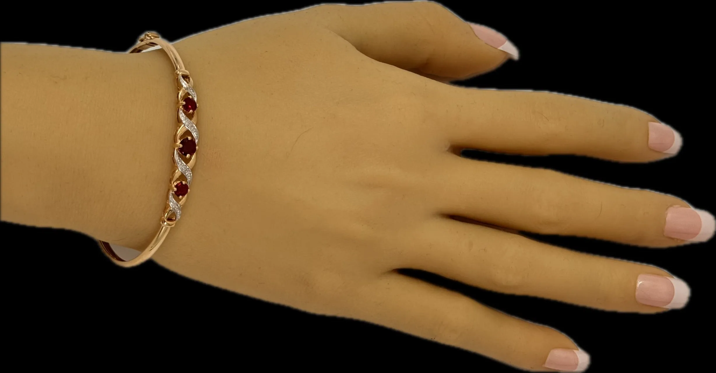 Elegant 9ct Yellow Gold Created Ruby Bangle - Stunning and Sophisticated