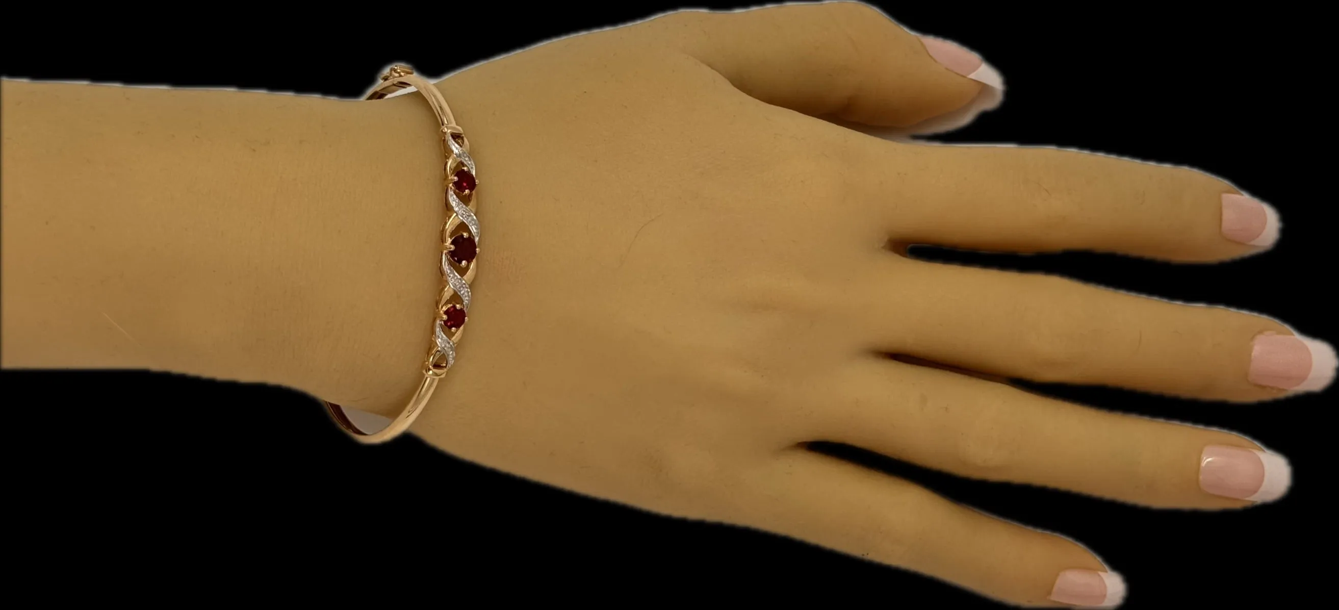 Elegant 9ct Yellow Gold Created Ruby Bangle - Stunning and Sophisticated