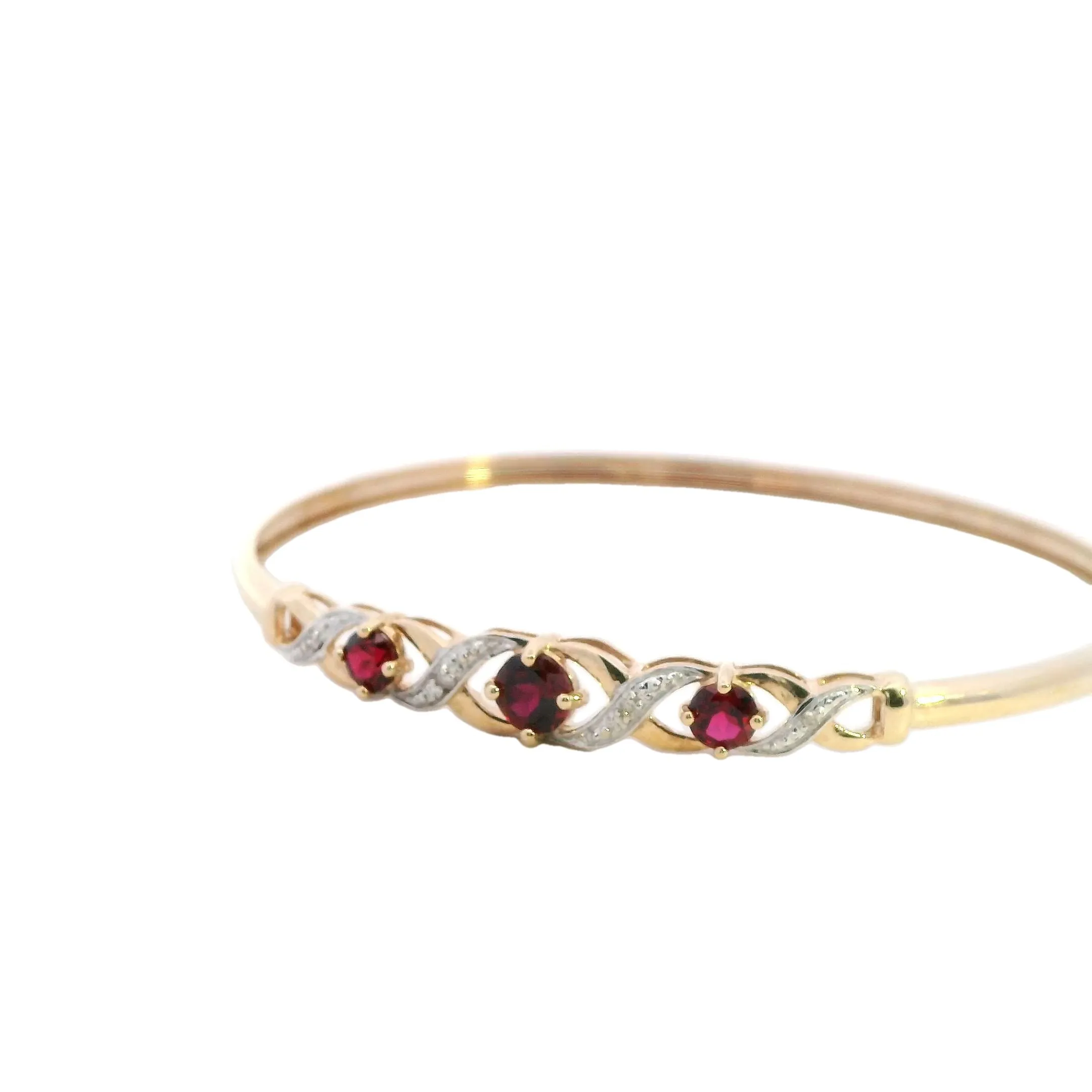 Elegant 9ct Yellow Gold Created Ruby Bangle - Stunning and Sophisticated