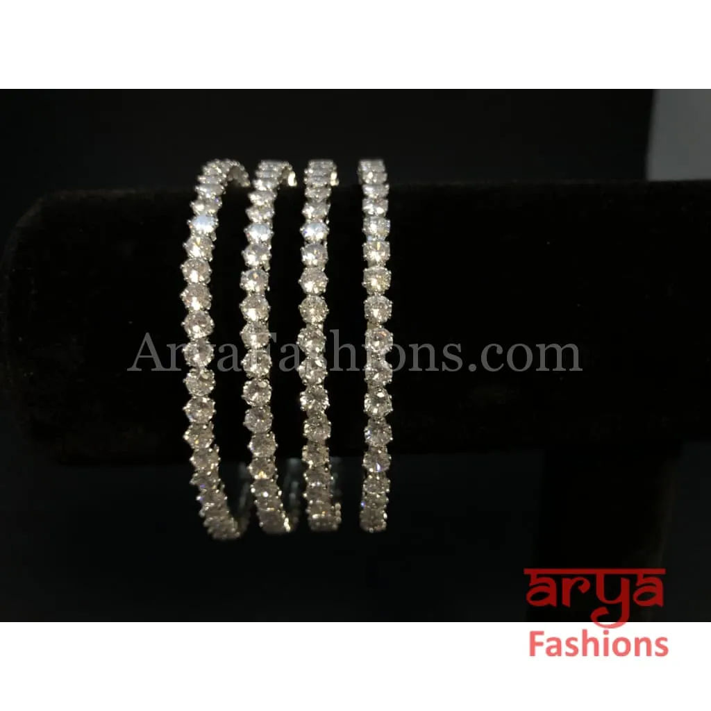 Elegant Silver Cubic Zirconia Bangles