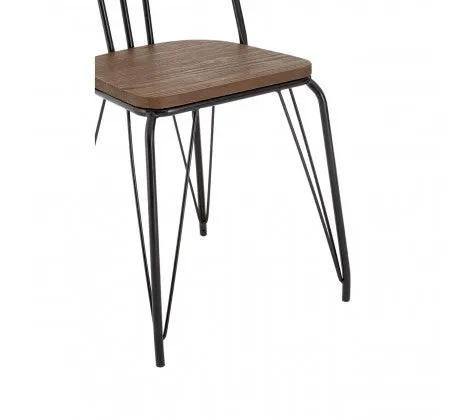 Elm Wood And Metal High Back Chair