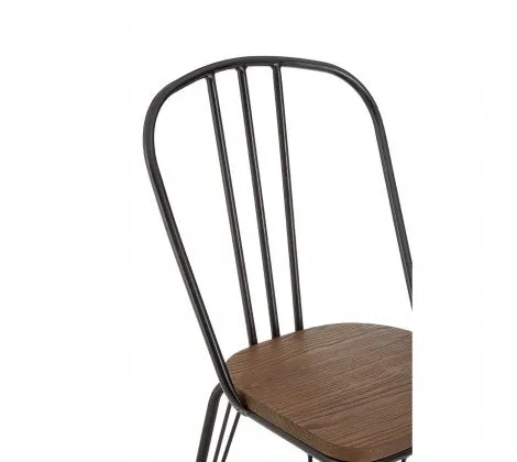 Elm Wood And Metal High Back Chair