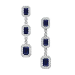 Emerald cut Sapphire 1 carat Diamond Halo earrings