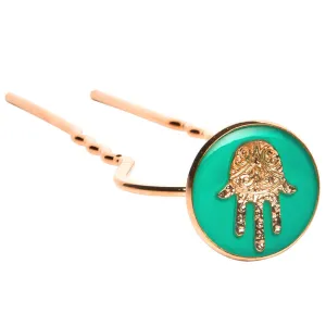 Enamel Hamsa Hand Charm Hair Pin