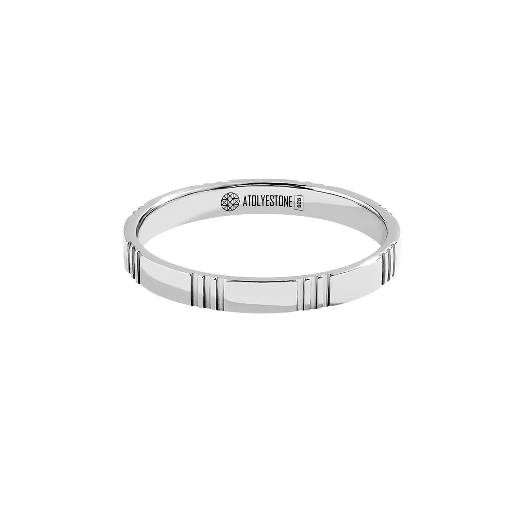 Etched Band Ring in Silver