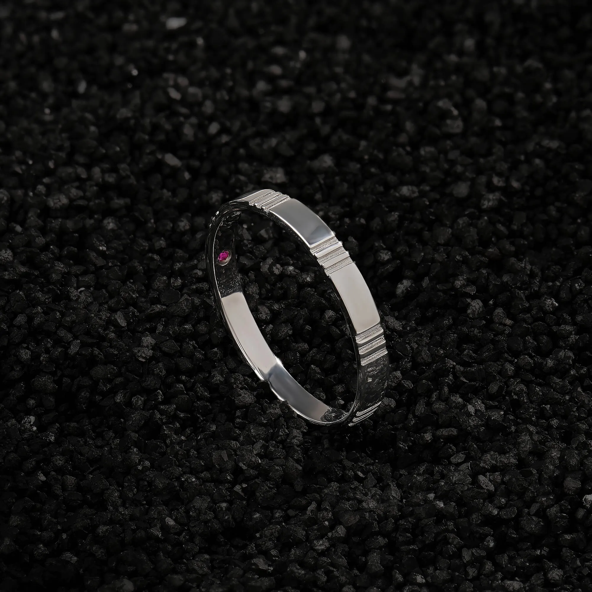 Etched Band Ring in Silver