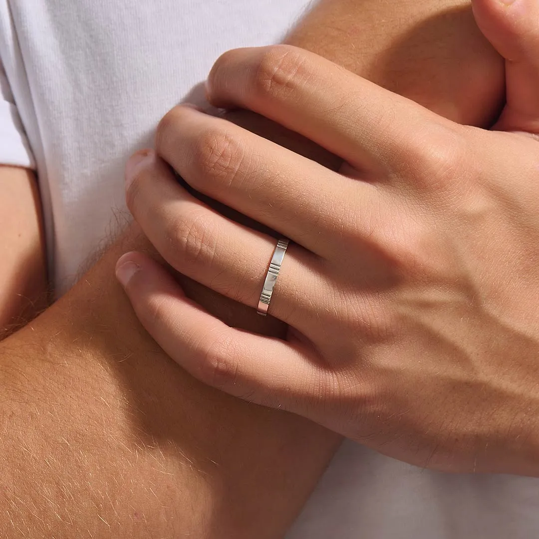 Etched Band Ring in Silver