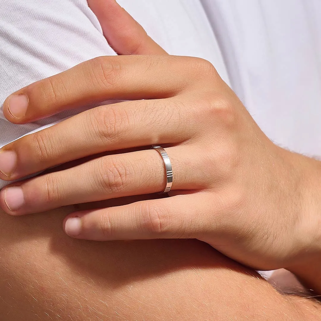 Etched Band Ring in Silver