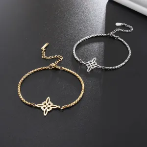 Exquisite Hollow Flower Box Chain Cuff Witch Knot Bracelet High Quality Stainless Steel Trendy Punk Witch Bracelet Jewelry