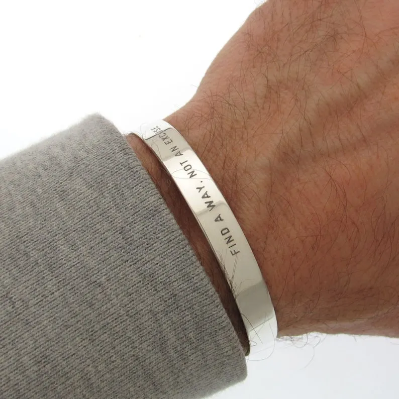 Father's Day Gift - Engraved Sterling Silver Bracelet