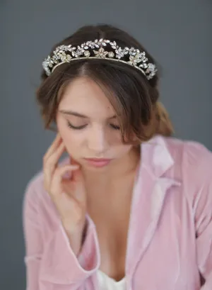 Floral tiara with navette crystal arches