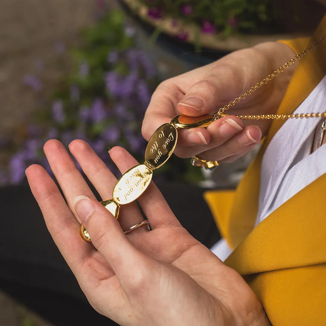 Four Photo Oval Butterfly Locket | Gold